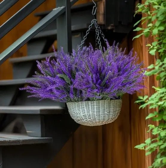 Artificial Lavender Bundles – UV Resistant Faux Flowers, Set of 8
