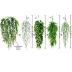 Artificial Hanging Plant Waterfall Fern Garland with White Flowers Wall Basket Indoor Outdoor Home Patio Porch Decoration