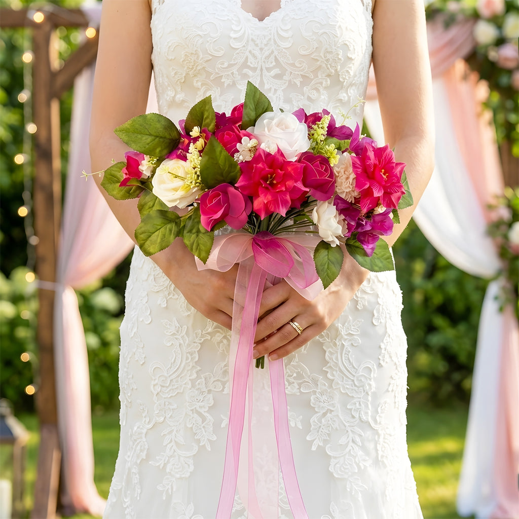Pink Blush Rose & Peony Bouquet with Eucalyptus | Wedding Bridal Shower Home Decor