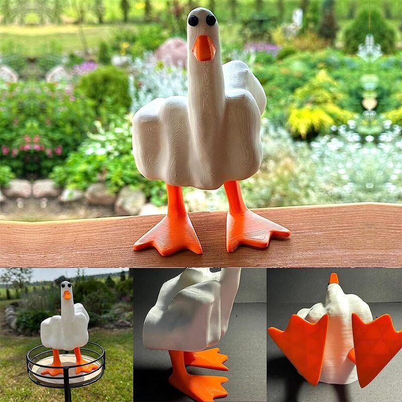 Funny Duck Resin Figurine ,Middle Finger Duck Resin Garden Statue ,Middle Finger Duck Resin Craft You Home Decoration Sculpture Statue for Home Office Desk Gift Ornaments