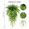 Artificial Hanging Fern Plant with White Flower Vine Fake Boston Fern Wall Basket Greenery for Home Garden Patio Porch Ceiling Decor