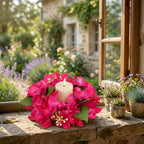 Floral Candle Wreath Rings | Artificial Bougainvillea Candle Rings for Wedding Table Centerpiece Home Decor