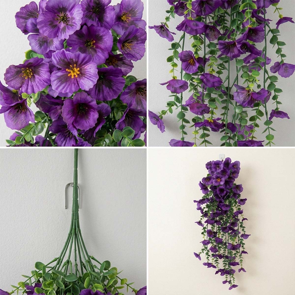 Hanging Artificial Potted Faux Eucalyptus Plants and Flowers for Modern Boho Farmhouse Bathroom Office Desk Wall Book Shelf Living Room Aesthetic Decor Indoor