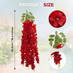 Wisteria hanging flowers 2pcs red faux vine garland for wedding backdrop home wall decor