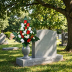 Orange Cemetery Flowers Memorial Rose Bouquets With Cemetery Vase for memorial decor by IPOPU
