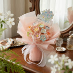 DIY Mini Ceramic Flower Bouquet Material Kit Handmade Clay Assembly Set with Pearl Chain & Gift Packaging Craft Gift
