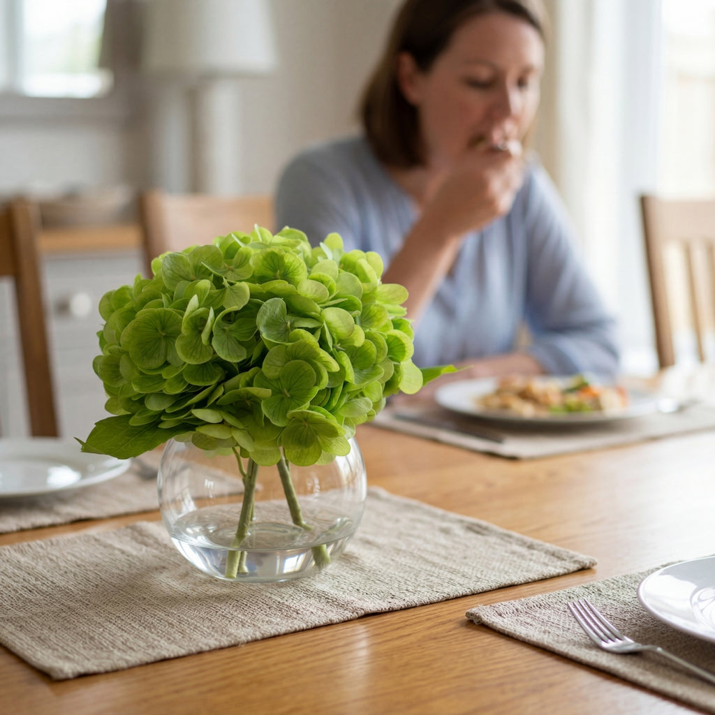 Artificial Hydrangea Flowers in Vase | Premium Faux Hydrangea for Home Decor Coffee Table Wedding DIY