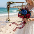 Detail of blue red rose bouquet gothic wedding bridal for home decor by IPOPU