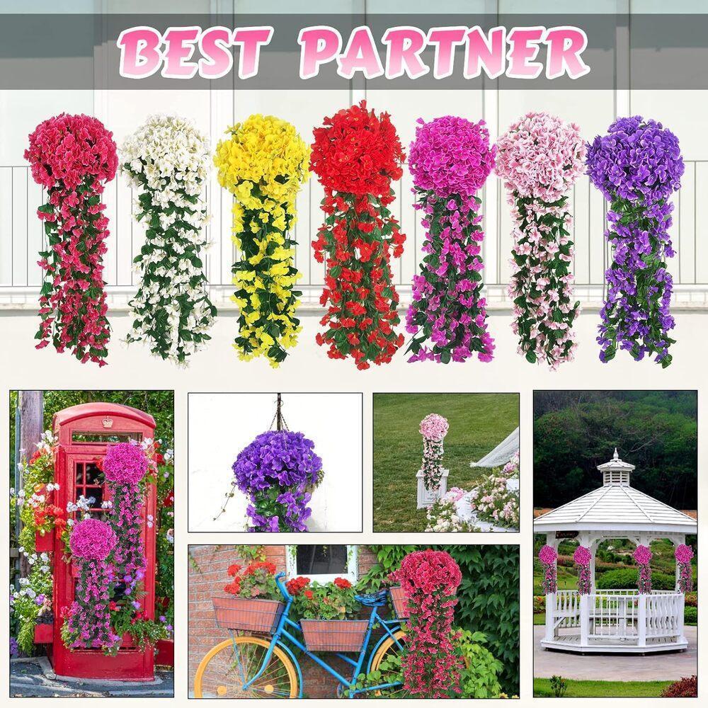 Hanging lily flowers set of 2 arranged for UV resistant faux by IPOPU