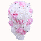 PE Foam Pearl Rhinestone Bridal Bouquet | Wedding Bridesmaid Church Ceremony & DIY in White Blue Black Pink Red