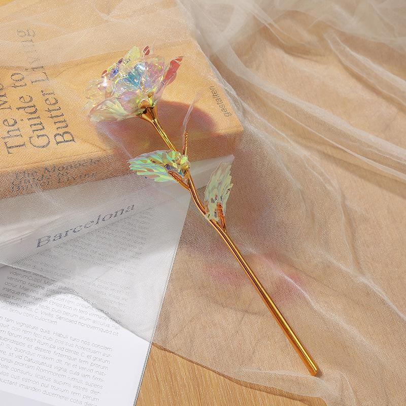 Galaxy crystal rose gift set close-up – colorful artificial roses for anniversary