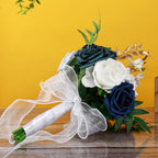 Handmade Bridal Wedding Bouquet | Ceremony Church Decoration in Blue Green Wine Red White Pink 5 Colors