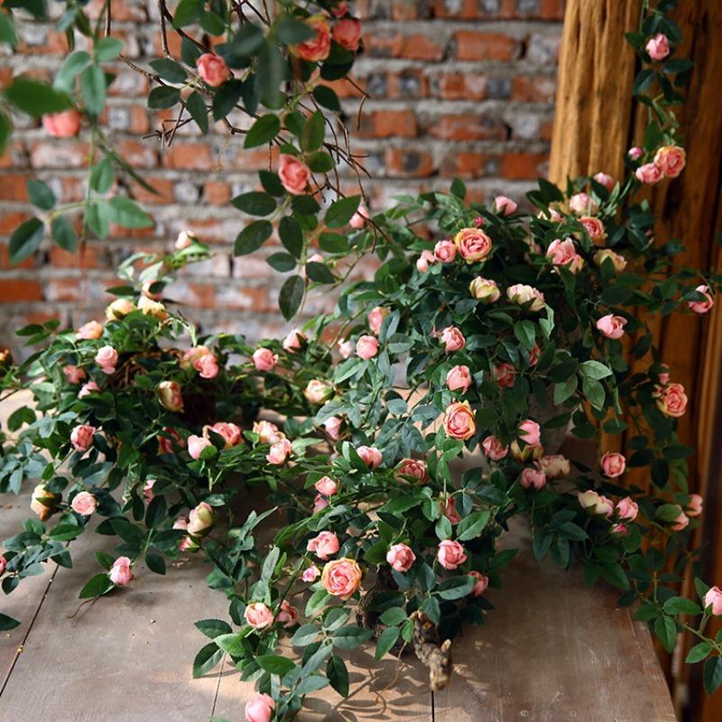 Artificial Rose Vine Garland | Hanging Floral Garland for Wedding Wall Home Decor Trellis Fence