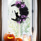 Halloween bat black branch glowing wreath arranged for faux floral round by IPOPU