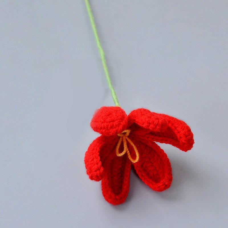 Crochet Flowers Handmade Bouquet | Decorative Floral Arrangement for Room Anniversary Birthday Wedding & Celebration Gift in Orange Pink White Red