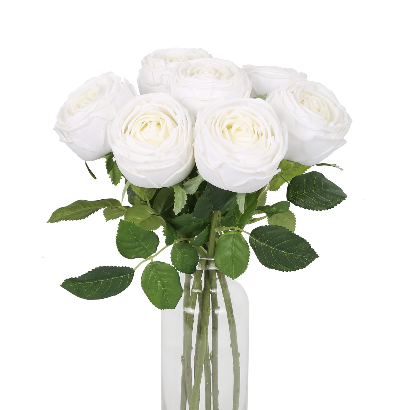 Real Touch Fuchsia Rose Stems 5pcs | Wedding Bouquet Centerpiece Home Decor in White Pink Dark Pink Beige Light Pink