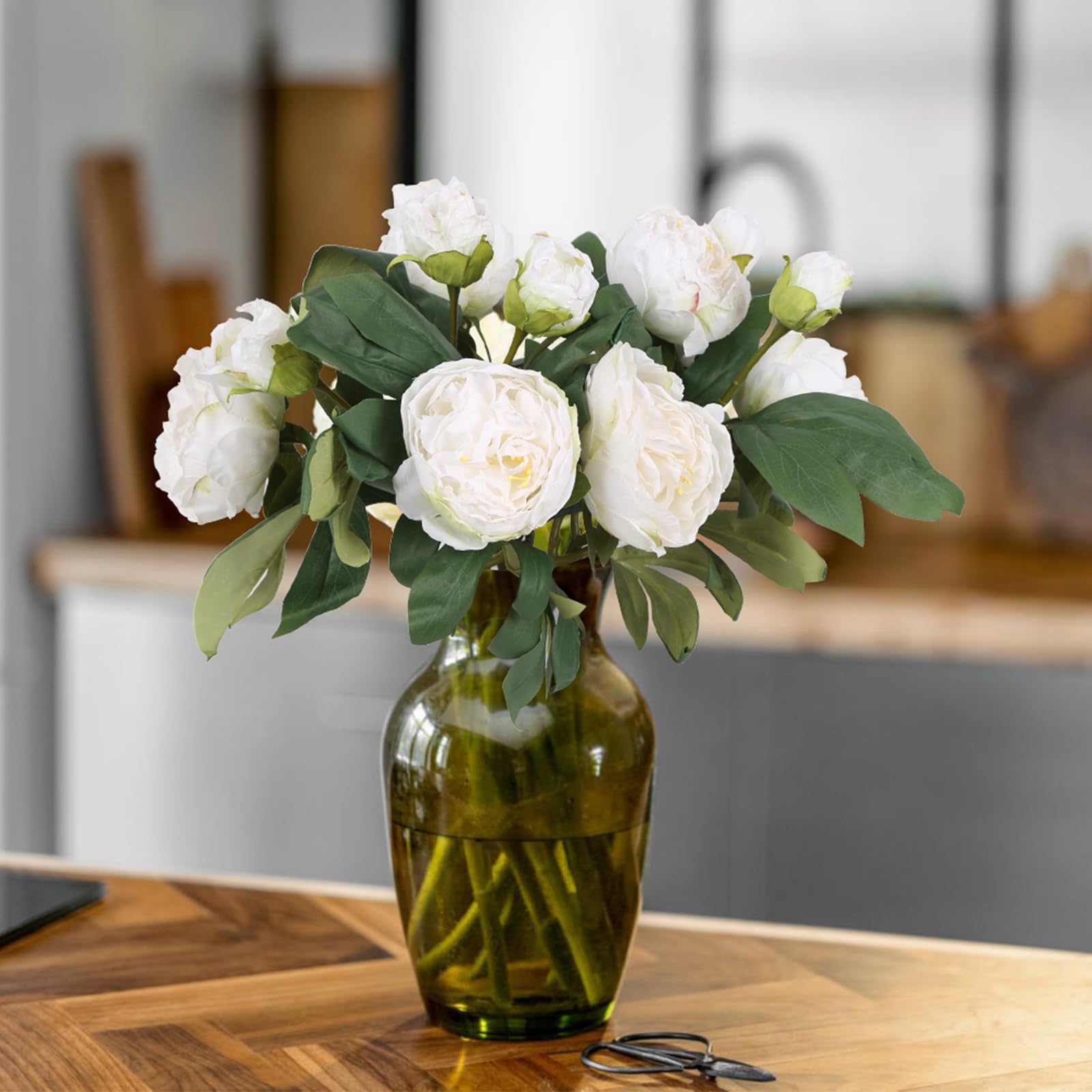 Detail of vintage peony stems 5pcs 10 heads for spring home decor by IPOPU