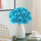 Glitter Roses Bouquet with Stems 30pcs | Wedding Party Christmas & Home Decor in Gold Silver Pink Purple 16 Colors