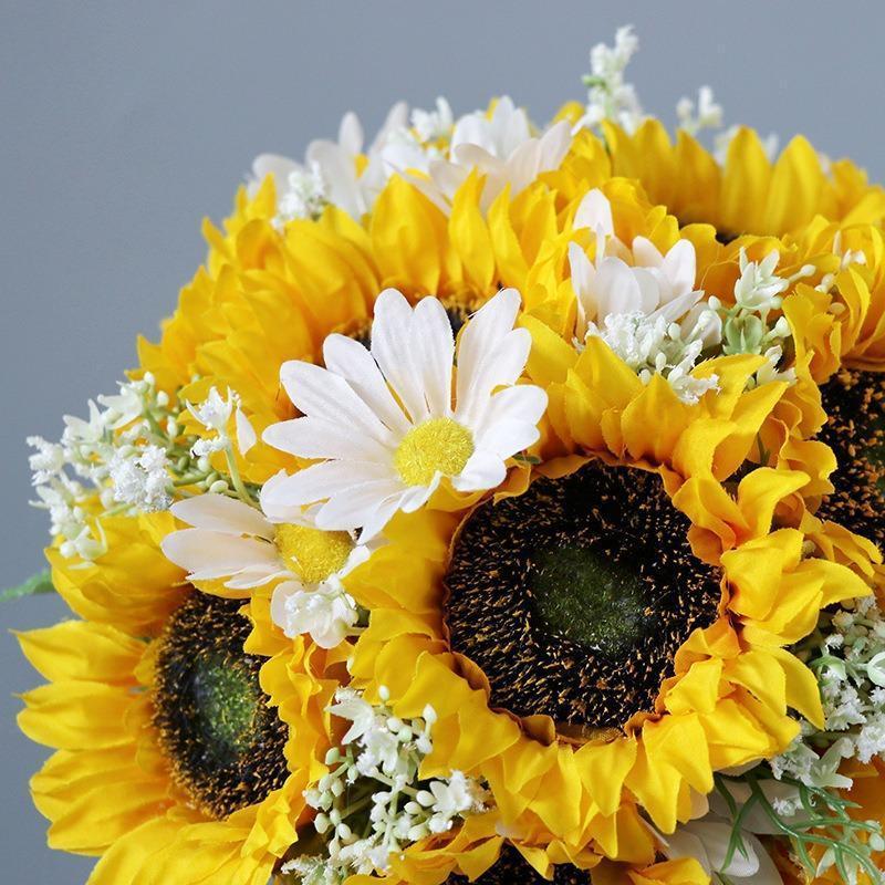 Artificial Sunflower Wedding Bouquet for Bride and Bridesmaid | Church Ceremony Home Decoration Rustic & Boho