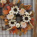 Fall Swag Wreath | Teardrop Maple Leaf Autumn Wreath for Front Door Thanksgiving Home Decor