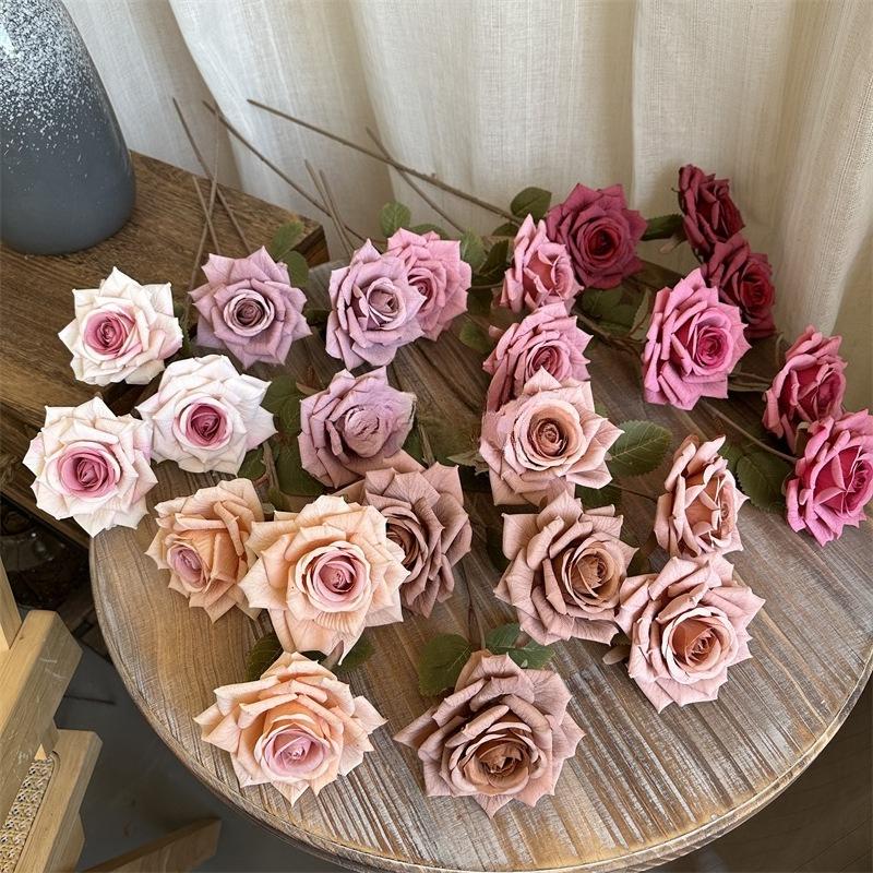 Large artificial rose branch in 4 colors for home and event decor