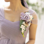Artificial Flower Corsage Set 2pcs | Wedding Prom Homecoming Graduation Mother Daughter Shoulder & Wristlet in 10 Colors
