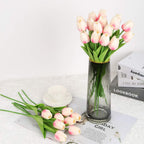Artificial Tulips 24pcs Peach Cream | Table Centerpiece Home Decor Baby Shower Easter & Spring Floral Arrangement