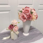 Artificial Dahlia Flowers Bulk | DIY Wedding Bouquet Bridal Shower Party Centerpiece & Home Decor in Pink Orange Wine Red White 5 Colors