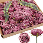 Artificial Rose Heads Bulk 20pcs | Wedding Centerpiece Valentine's Day Home Decor & DIY Crafts in 12 Colors