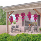 Artificial Bougainvillea Hanging Flowers 2pcs | UV Resistant Silk Vine for Garden Yard Porch Patio Wedding & Home Outdoor Decor in Pink Purple White Blue Orange