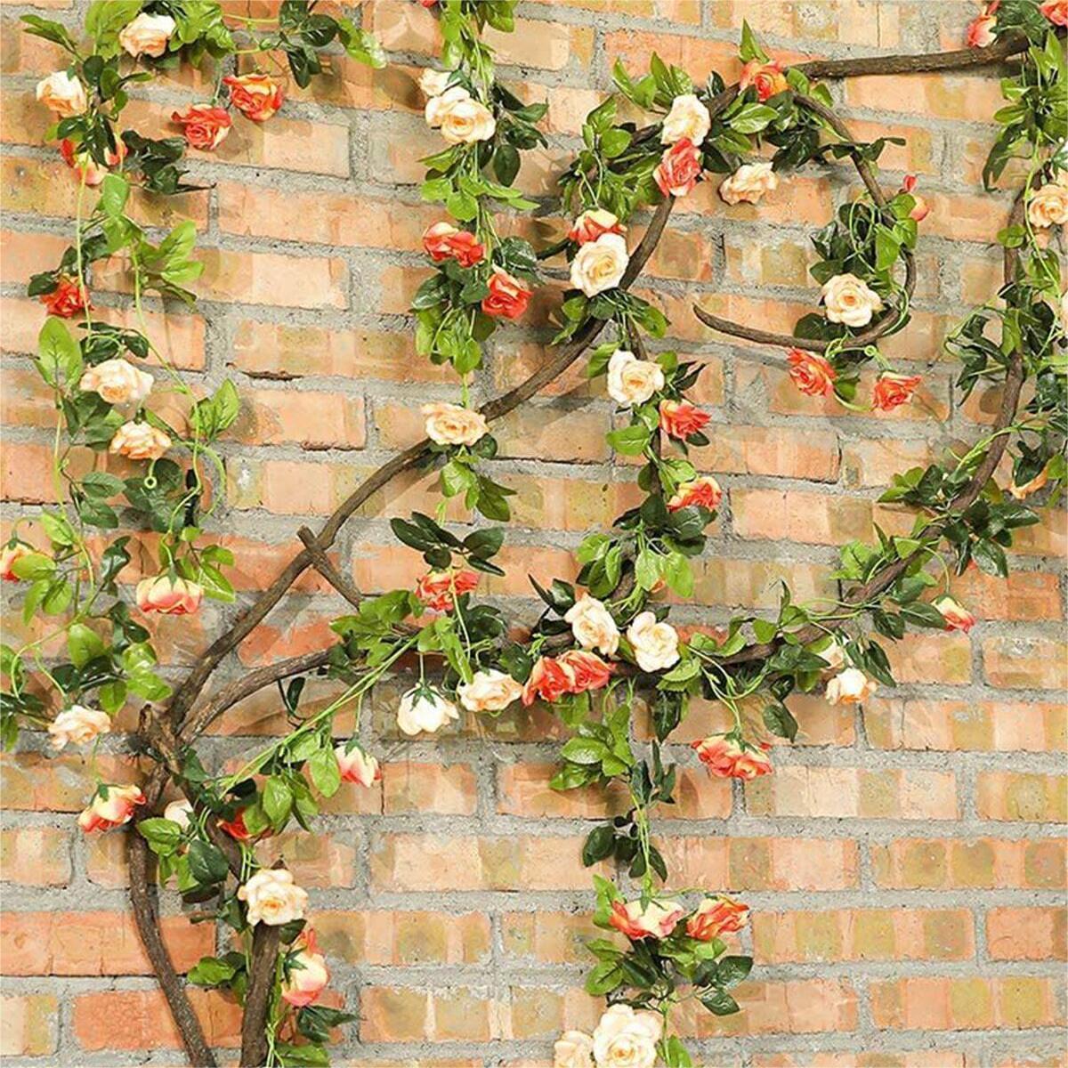Collection of rose flower garland with fruit accents for hanging floral decor by IPOPU