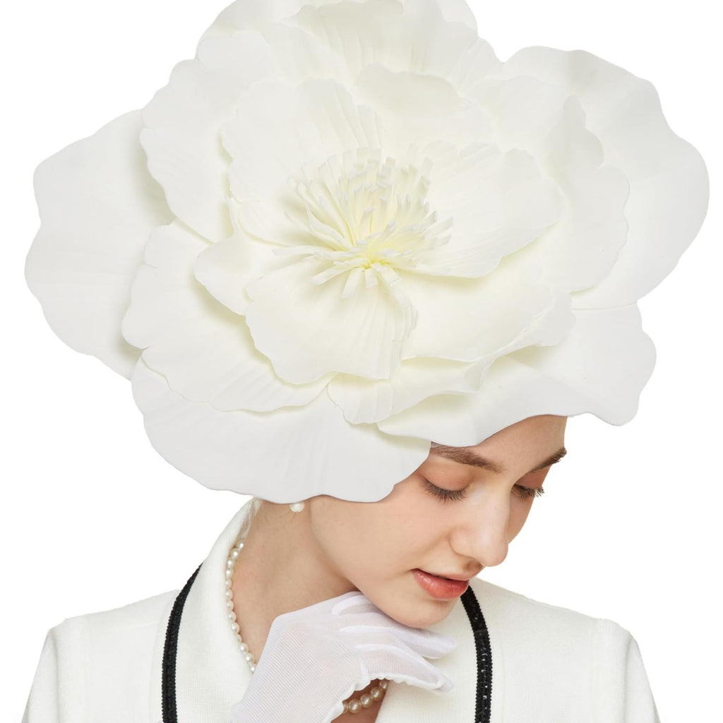 Large Flower Fascinator Hat with Headband & Clip | Tea Party Wedding Derby Cocktail Headwear in 7 Colors