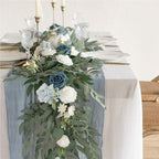 6FT Eucalyptus And Willow Leaf Garland With White Flowers for modern wedding decor by IPOPU