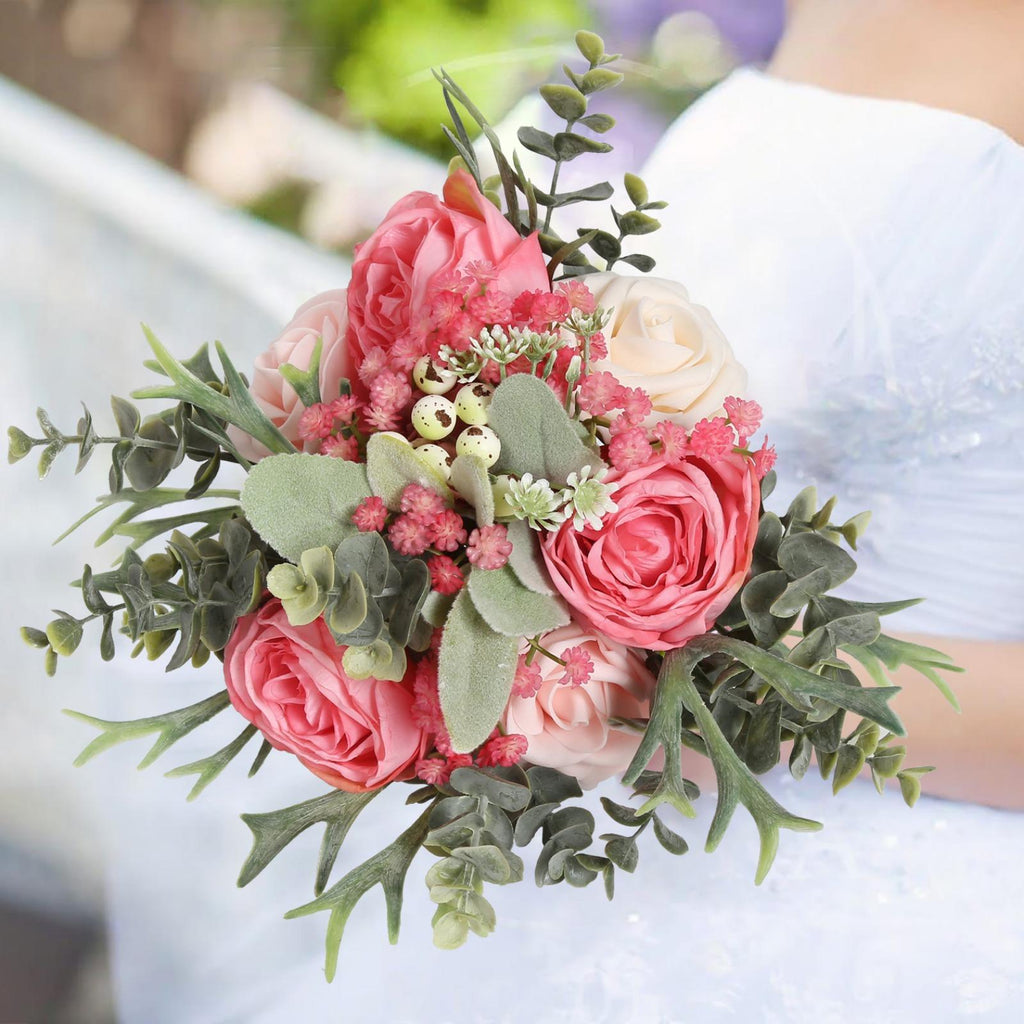 Artificial Rose Heads Bulk | Wedding Centerpiece Bouquet Home Decor & DIY in Blue White Red Pink Champagne Orange 8 Colors