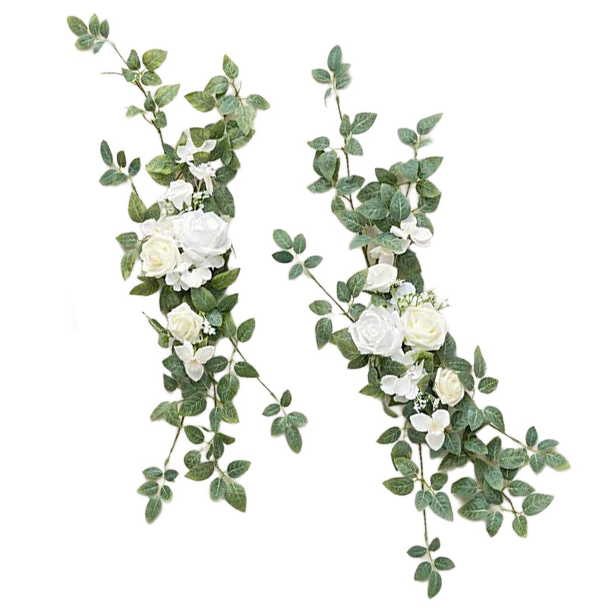 Provence blue purple artificial pew flowers aisle floral swag 2pcs style 8 for wedding chair church decor