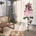 Artificial Bougainvillea Hanging Flowers 2pcs | UV Resistant Faux Garland for Outdoor Garden Porch Eave & Wedding Decor in Red Purple White Pink