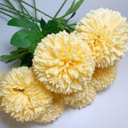 Artificial Chrysanthemum Ball Flowers Set of 10 | Mums for Home Decor Indoor Floral Arrangement Table Centerpiece Yellow