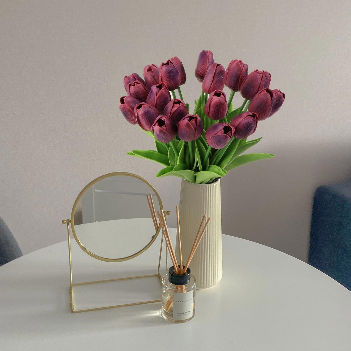 Tulip Flower 6pcs Home Living Room Wedding Decoration Tulips Fake Flowers Home Garden Decor