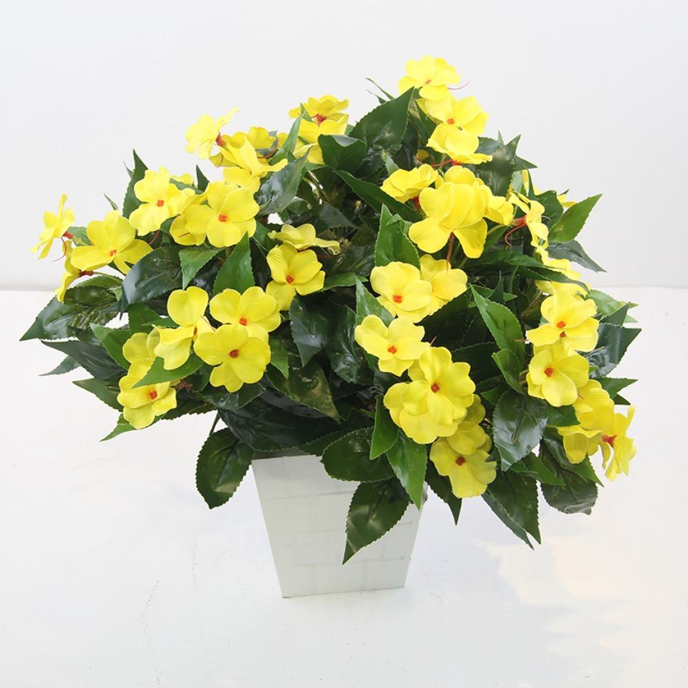 Artificial Greenery Bouquet Set of 4 | Garden Pot Hanging Basket Porch Patio & Lawn Outdoor Decor in Pink Purple Yellow White