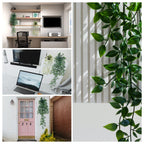 Artificial Hanging Potted Plants | Home Office Bedroom Kitchen Patio Bathroom Bookshelf Indoor & Outdoor Decor in Green Light Green