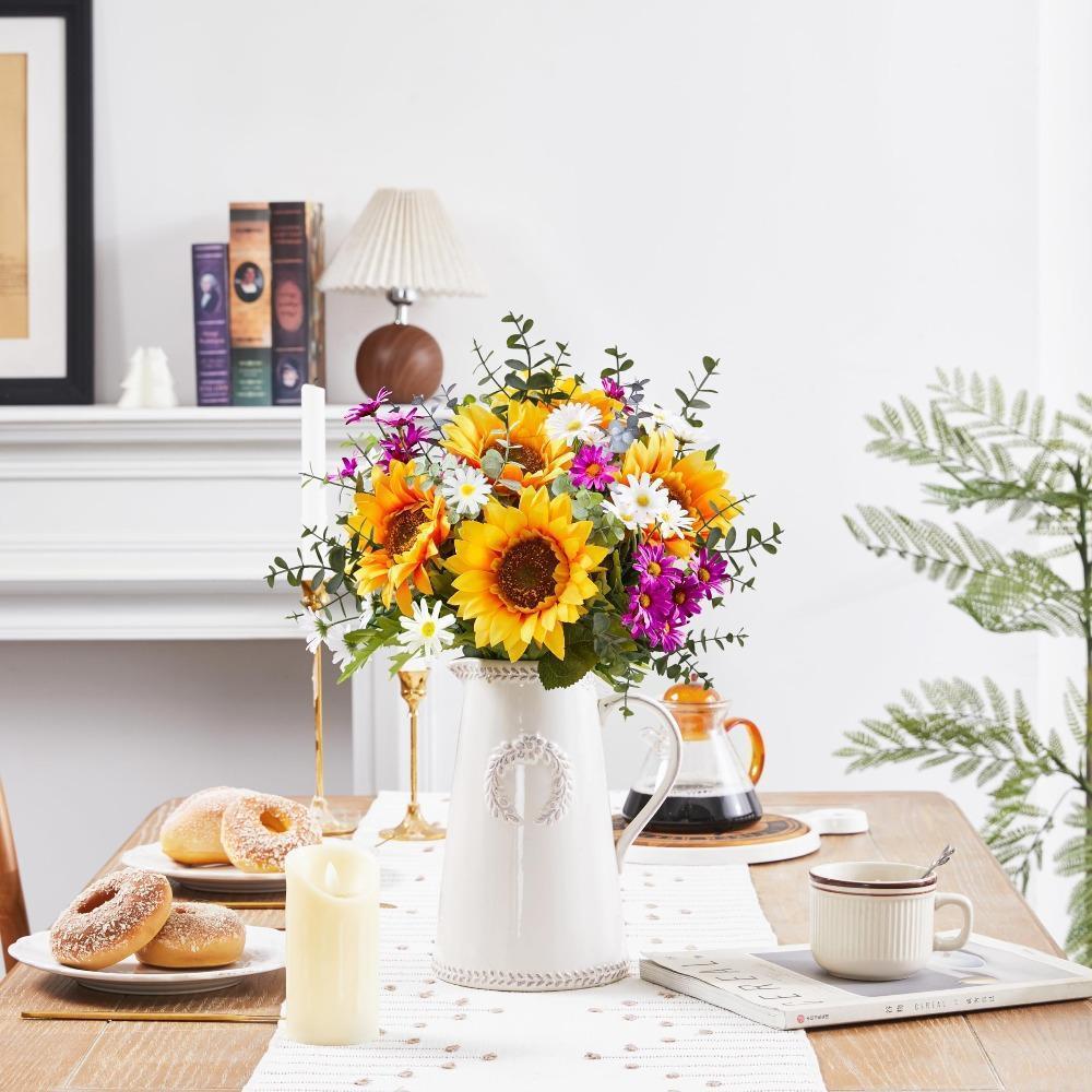 Artificial Sunflower Bouquet | Bridal Wedding Centerpiece Fall Arrangement Party Table & Home Decoration