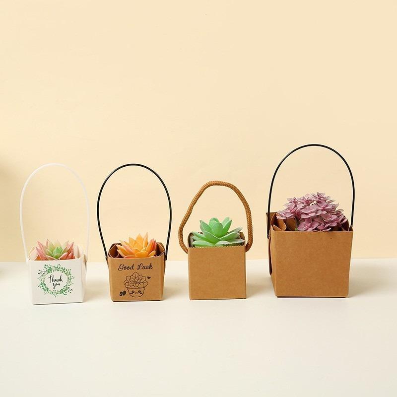 Succulent Gift Box Kraft Paper Bags with Handles | Party Favors for Wedding Baby Shower Birthday & Graduation