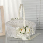 Elegant Wedding Flower Basket with Bowknot Design | Lightweight Handheld Petal Basket for Wedding Banquet & Party in Style A B