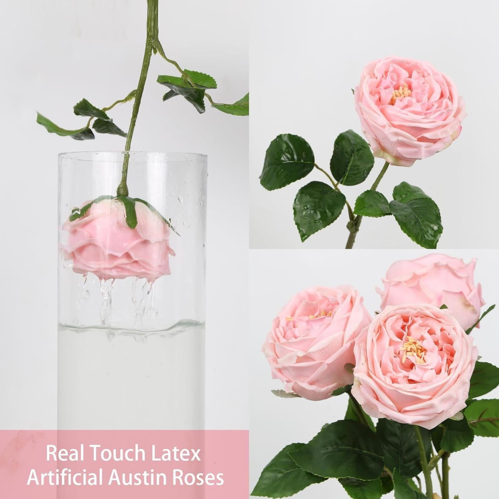 Real Touch Latex Rose Peony Stems 5pcs | Wedding Bouquet Party Valentine's Day & Home Decor in White Pink Purple Champagne Blue
