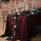 Halloween Artificial Rose Eucalyptus Willow Leaf Garland | Rustic Floral Table Runner Mantel Staircase Decor Black Red Orange