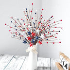 Red White & Blue Patriotic Floral Stems Set of 2 | 4th of July Memorial Day Party Table Centerpiece & Home Decor