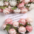 Artificial Silk Peony Flowers | Wedding Bouquet Wreath Home Decor & Centerpiece in White Pink