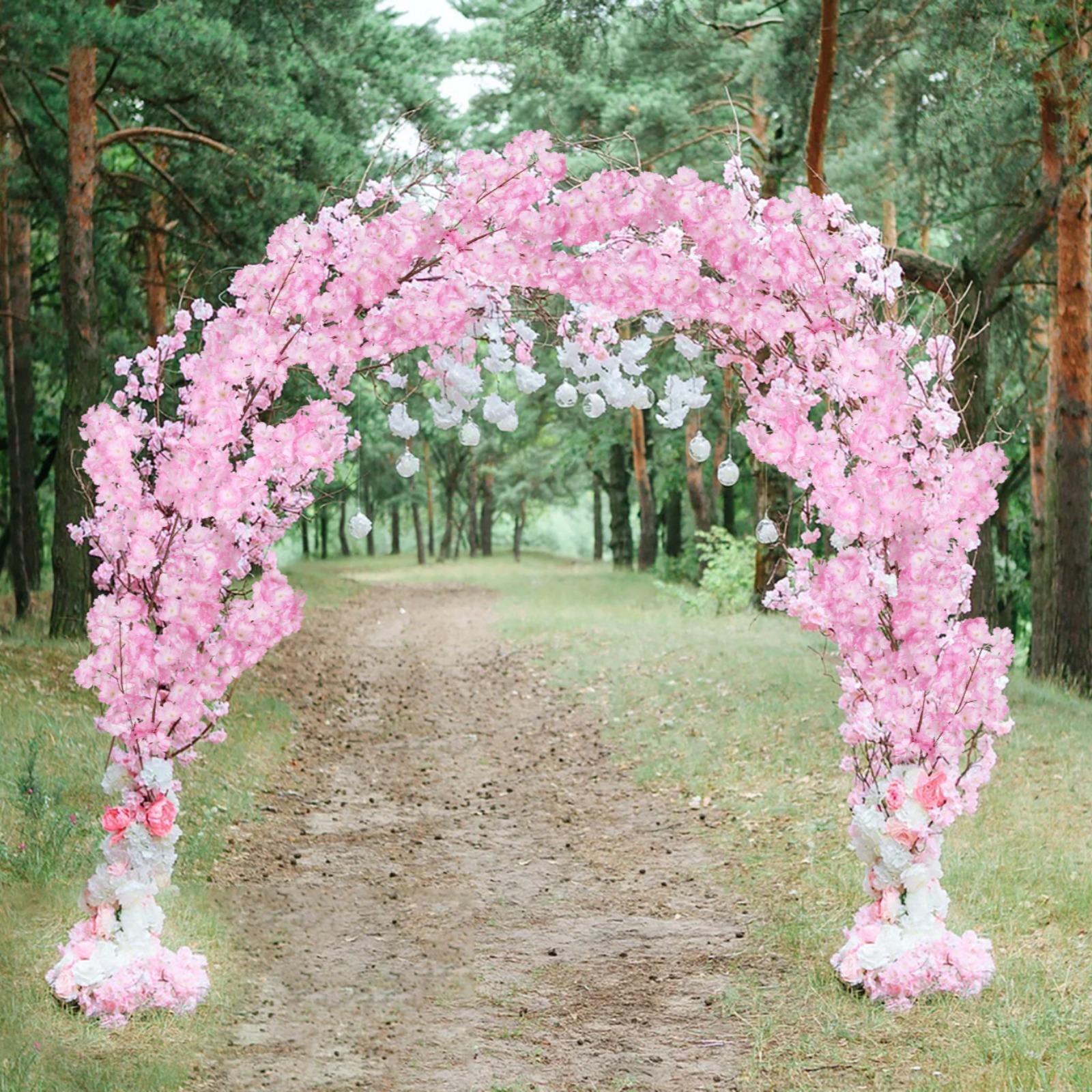 Artificial Cherry Blossom Flowers 37 Inch Long Stem | Home Wedding Party & Bedroom Decor in Light Pink Pink Peach Pink White
