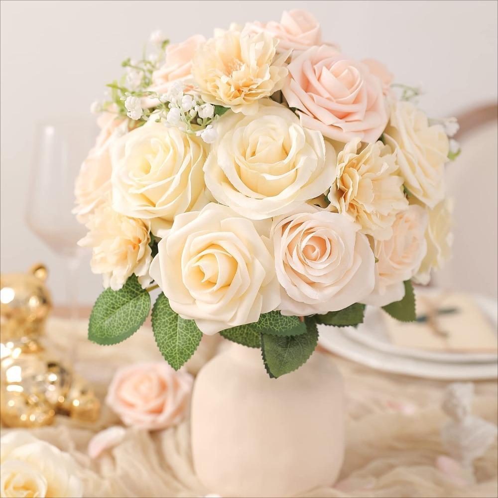Gradient Color Artificial Flowers Combo Box Set with Stems | DIY Wedding Bouquet Centerpiece Baby Shower & Home Decor in 6 Styles A-F