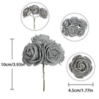 Glitter Artificial Roses 60pcs with Stems | Wedding Bouquet Cake Topper Party & Home Decor in Gold Grey Red